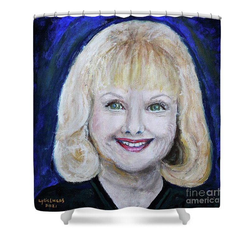 Portrait Shower Curtain featuring the painting Birthday Self Portrait by Lyric Lucas