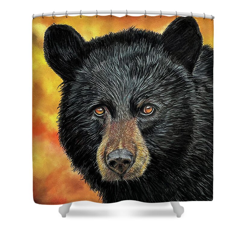 Bear Shower Curtain featuring the painting Black and Gold by Mark Ray