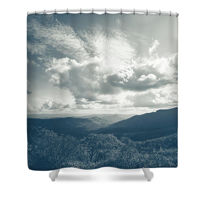Blue Ridge Parkway Shower Curtain featuring the photograph Black and White and Fall on the Blue Ridge Parkway by Joni Eskridge