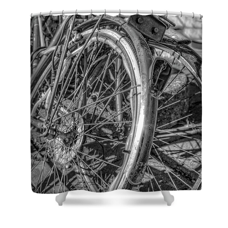 Spring Shower Curtain featuring the photograph Black and White and Rusty by Debra and Dave Vanderlaan