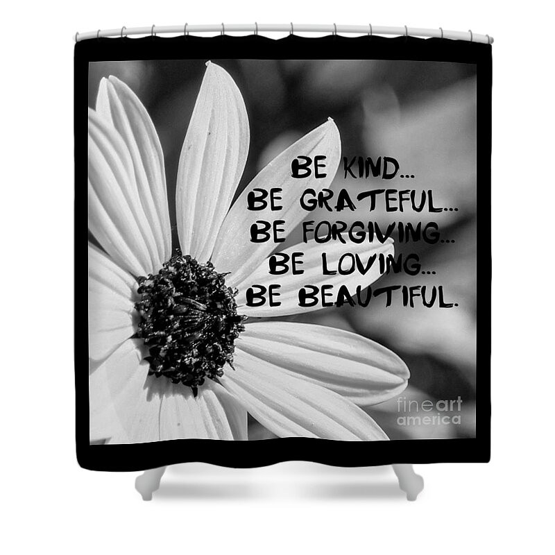 Inspiration Shower Curtain featuring the photograph Black and White Beach Sunflower by Joanne Carey