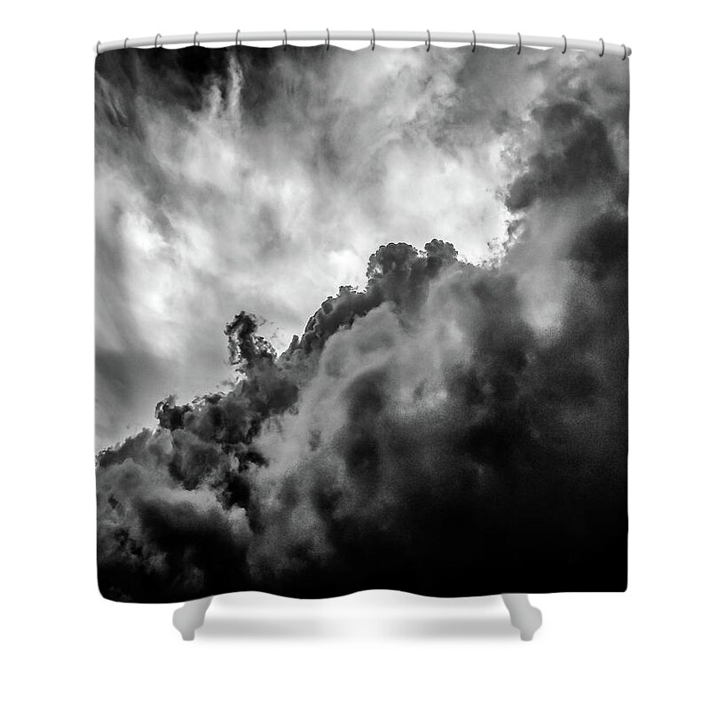 Nature Shower Curtain featuring the photograph Black and white Clouds by Louis Dallara