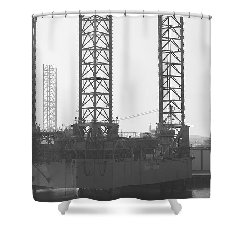 Black And White Shower Curtain featuring the photograph Black and white Industry by MPhotographer