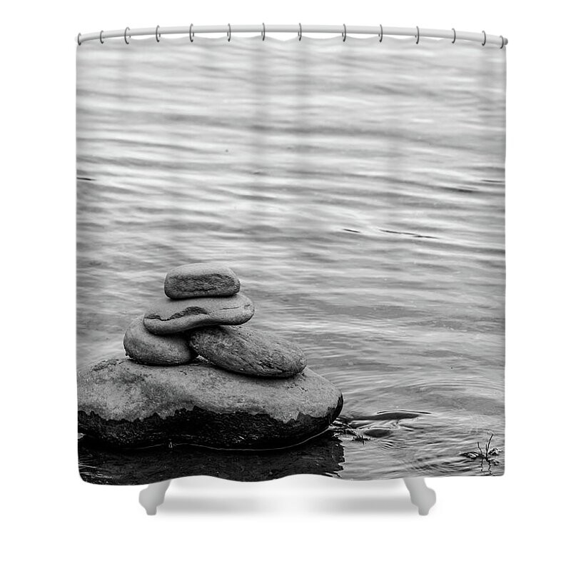 Zen Shower Curtain featuring the photograph Black and White Photography - Zen by Amelia Pearn