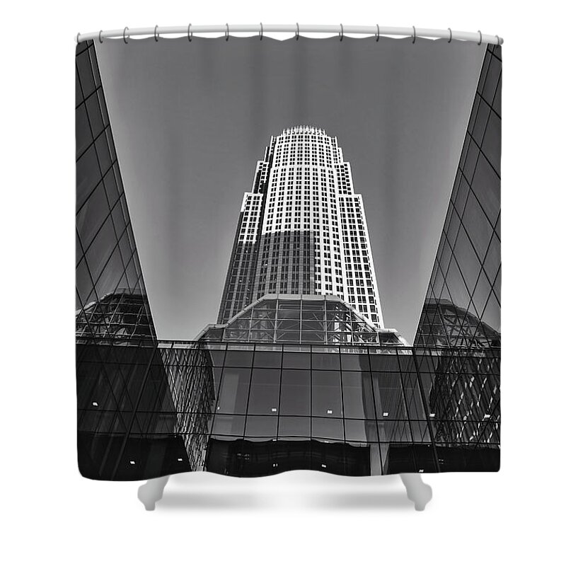 City Shower Curtain featuring the photograph Black and White Queen City by Go and Flow Photos