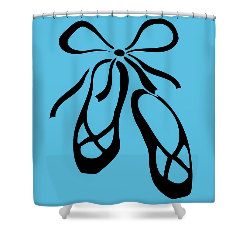 Ballet Shower Curtain featuring the painting Black Ballet Slippers Magic Dance Of Color by Irina Sztukowski