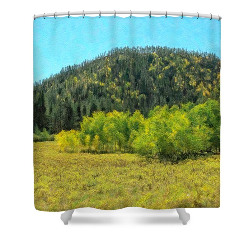 Bike Trail South Dakota Shower Curtain featuring the painting Black Hills Heaven by Chris Spencer