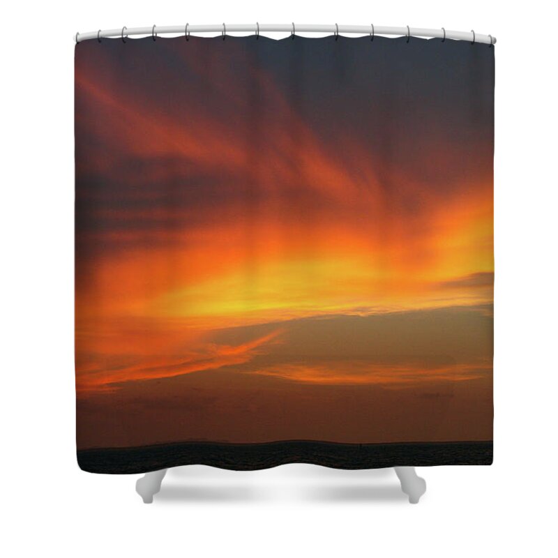 Mexico Shower Curtain featuring the photograph Black Ocean, Orange Sky by Leslie Struxness
