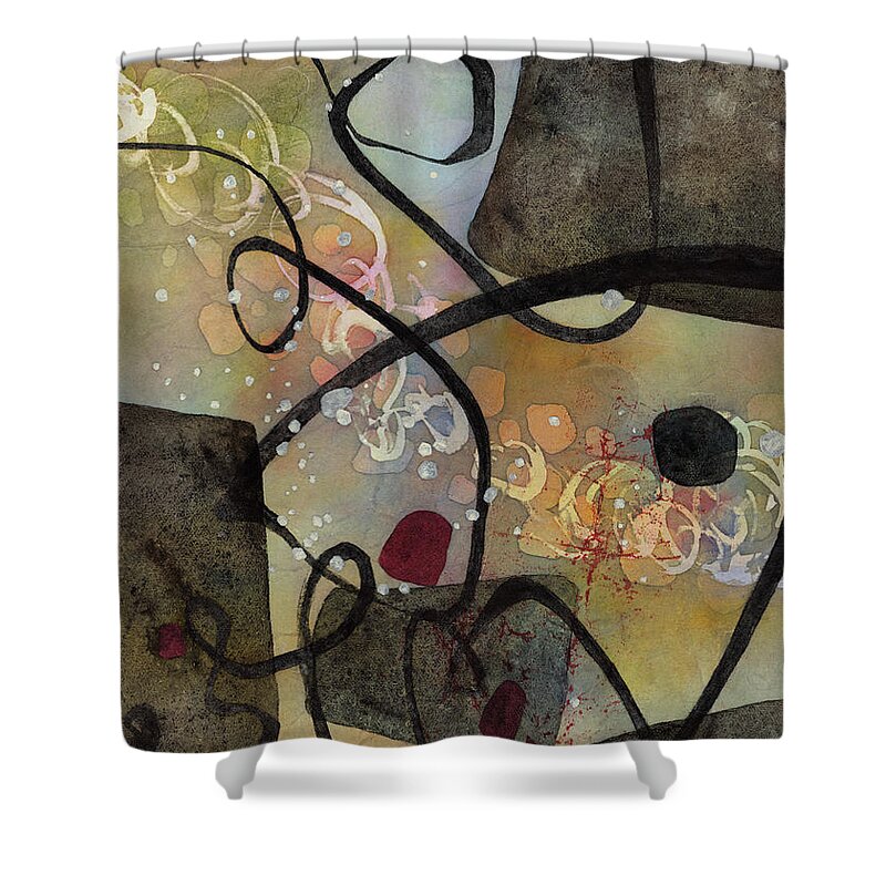 Abstract Shower Curtain featuring the painting Black Passage 1 by Hailey E Herrera