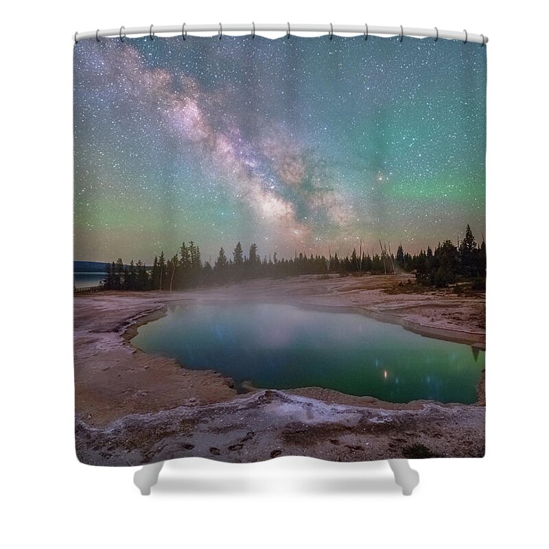 Yellowstone Shower Curtain featuring the photograph Black Pool Nights by Darren White