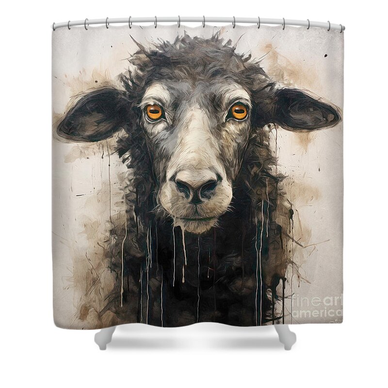 Digital Shower Curtain featuring the digital art Black Sheep by Jutta Maria Pusl