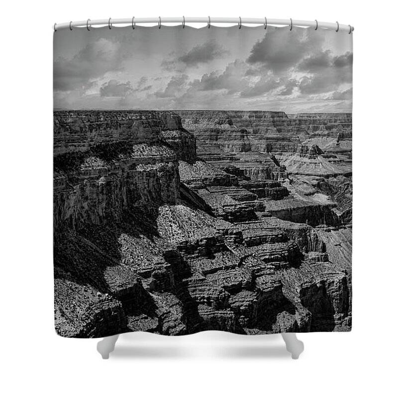 Grand Canyon Shower Curtain featuring the photograph Black White Textures of Grand Canyon Arizona by Chuck Kuhn