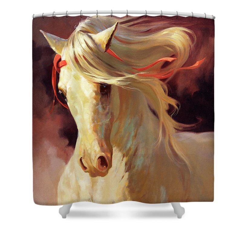 Horses Shower Curtain featuring the painting Blanco by Carolyne Hawley