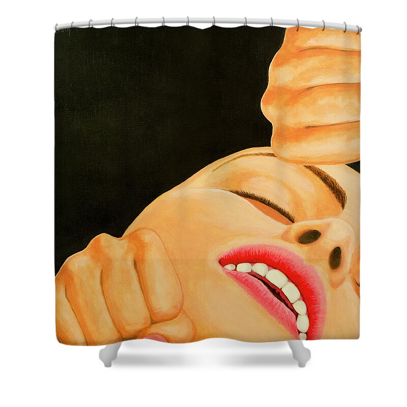 Woman's Face Shower Curtain featuring the painting Bliss by Jack Malloch