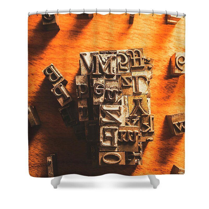 Vintage Shower Curtain featuring the photograph Block Type by Jorgo Photography
