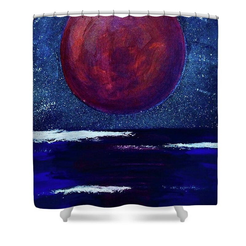 Moon Shower Curtain featuring the painting Blood Moon by Anna Adams