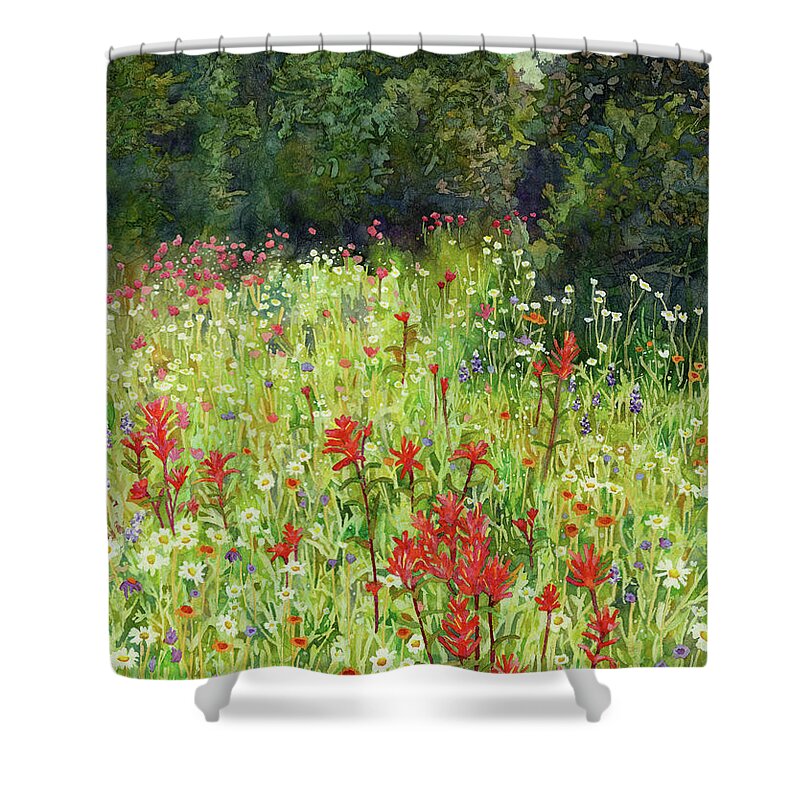 Bluebonnet Shower Curtain featuring the painting Blooming Field by Hailey E Herrera