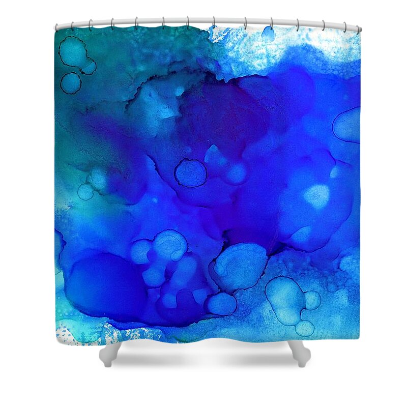 Blue Shower Curtain featuring the painting Blue Abstract 57 by Lucie Dumas