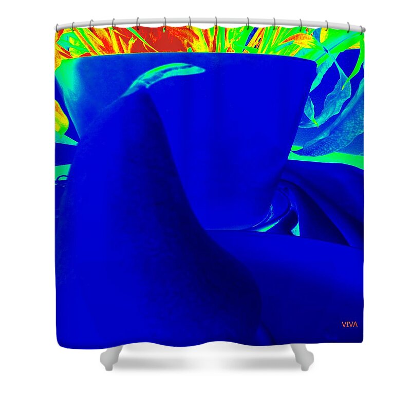 Blue Abstract Shower Curtain featuring the photograph Blue Abstract by VIVA Anderson