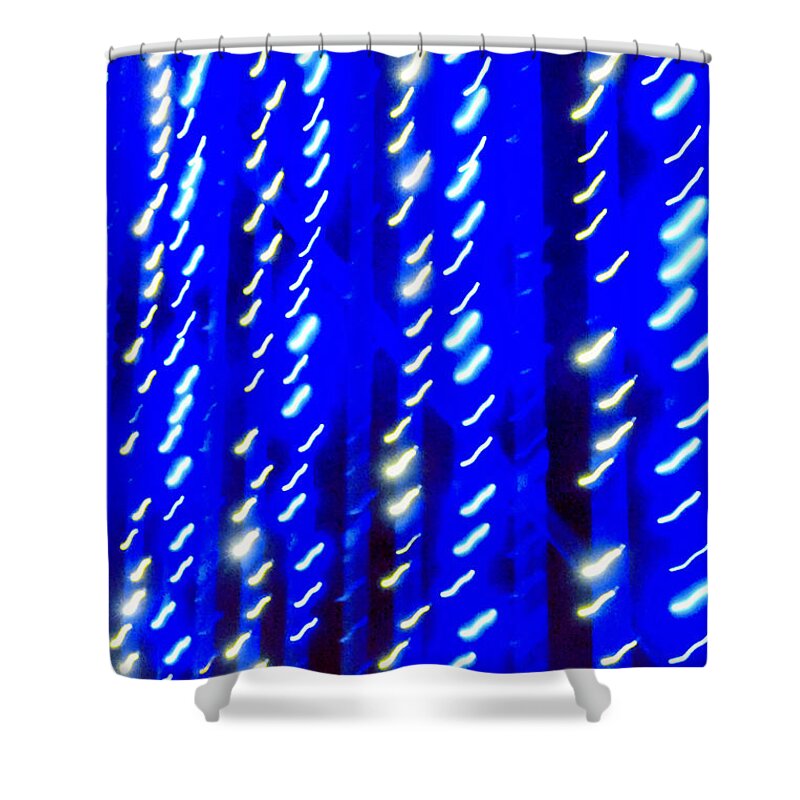 Hanukkah Shower Curtain featuring the photograph Blue and White Holiday Lights by Bentley Davis