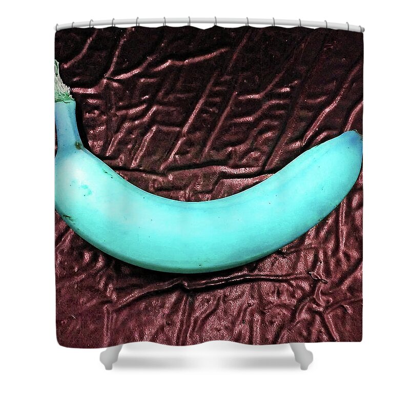 Food Shower Curtain featuring the photograph Blue Banana on Chocolate by Andrew Lawrence