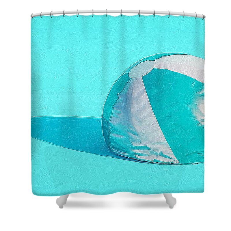 Wave Shower Curtain featuring the painting Blue Beach Ball by Tony Rubino
