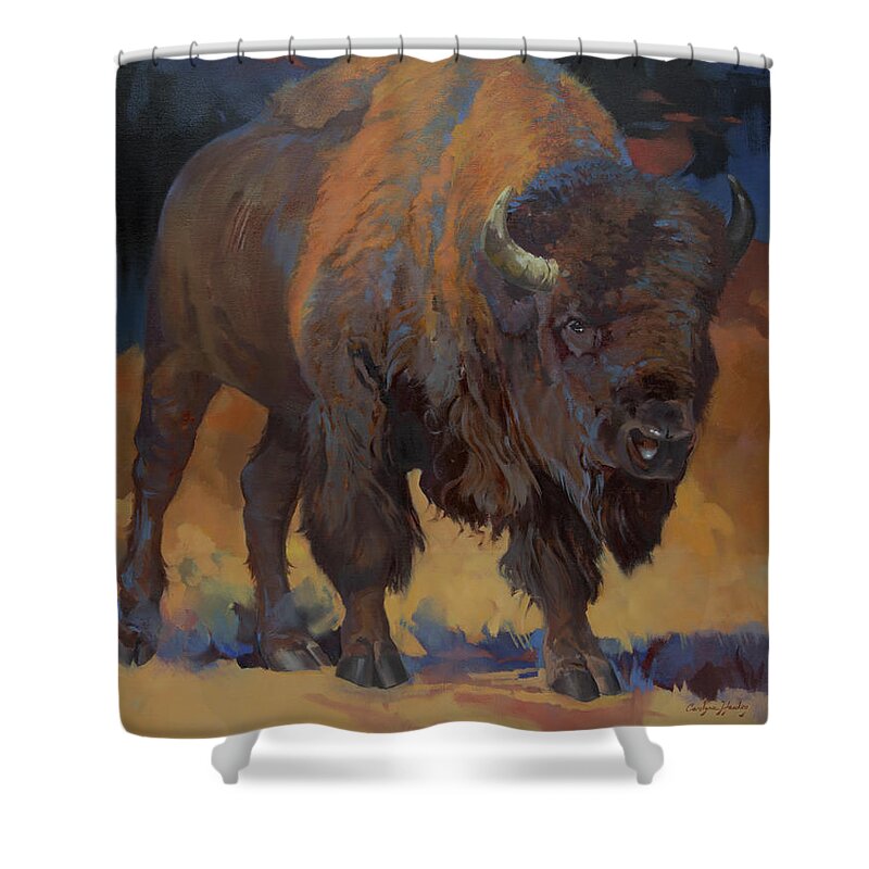 Nature Shower Curtain featuring the painting Blue Buffalo by Carolyne Hawley
