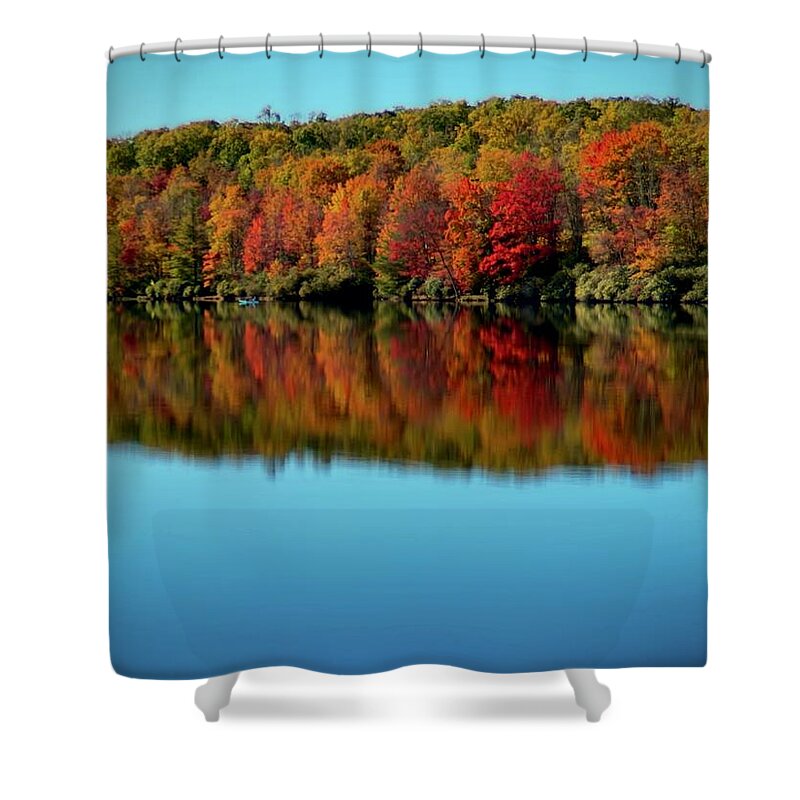  Shower Curtain featuring the photograph Blue Canoe by Meta Gatschenberger