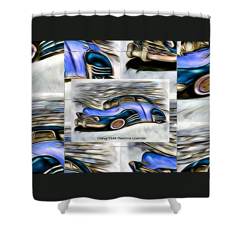 Chevy Shower Curtain featuring the digital art Blue Car Abstract Collage Art Poster by Ronald Mills