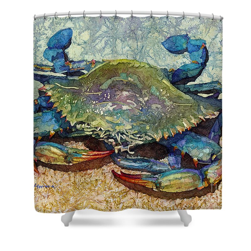 Crab Shower Curtain featuring the painting Blue Crab by Hailey E Herrera