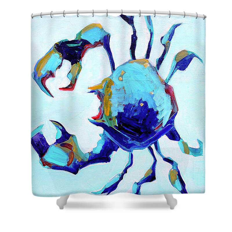 Crab Shower Curtain featuring the painting Blue Crab by Michele Fritz