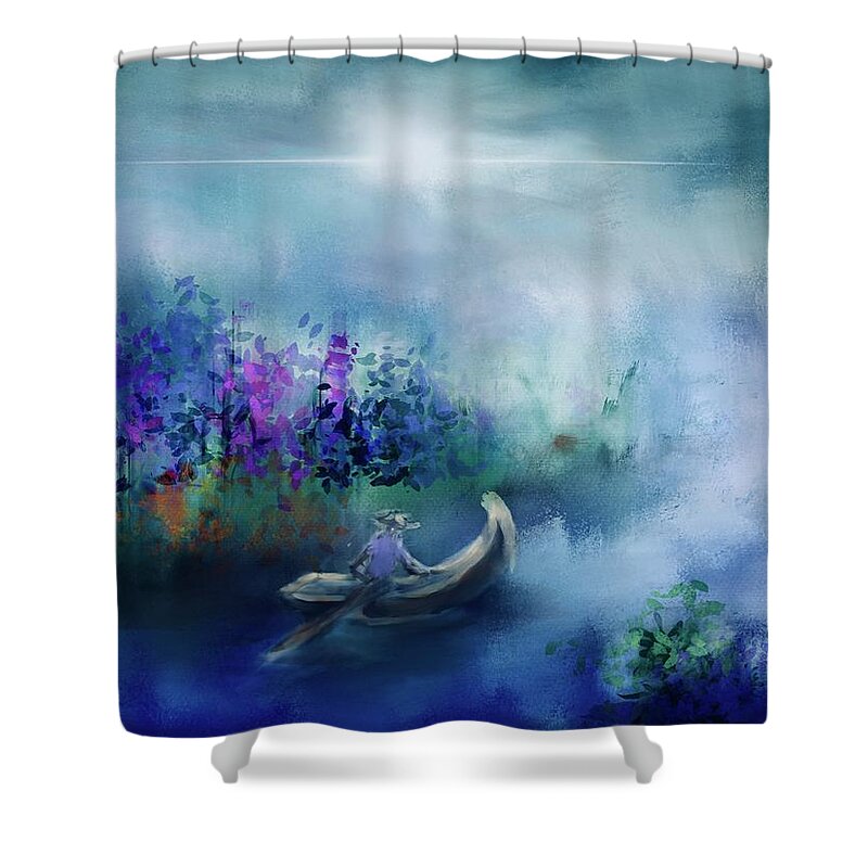 Ipad Painting Shower Curtain featuring the digital art Blue Creek by Frank Bright