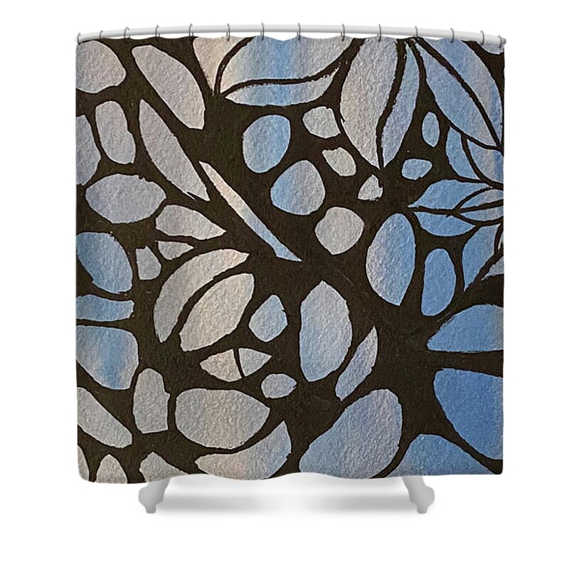 Blue Shower Curtain featuring the mixed media Blue design by Lisa Neuman