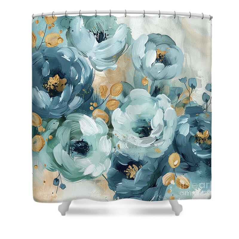 Roses Shower Curtain featuring the painting Blue Drama by Tina LeCour