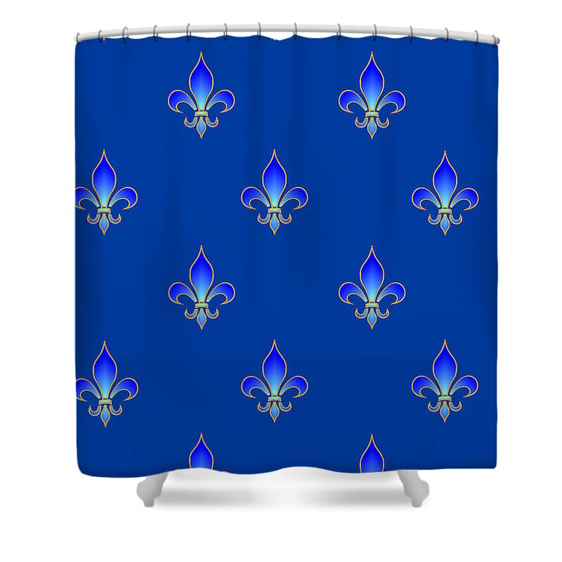 Facemasks Shower Curtain featuring the photograph Blue Fleur De Lys by Theresa Tahara