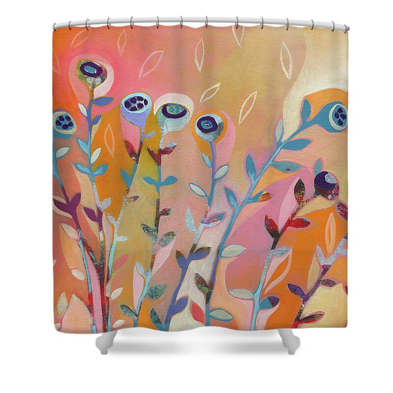 Abstract Shower Curtain featuring the painting Blue Flowers by Jennifer Lommers