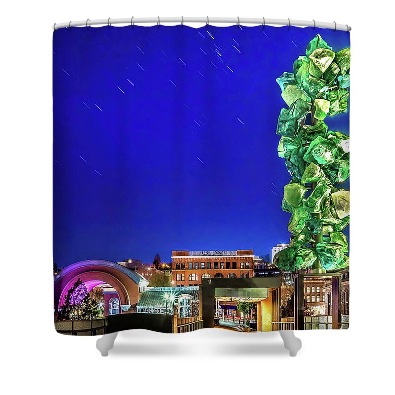 Blue Shower Curtain featuring the photograph Blue Hour on the MOG Pedestrian Bridge by Rob Green