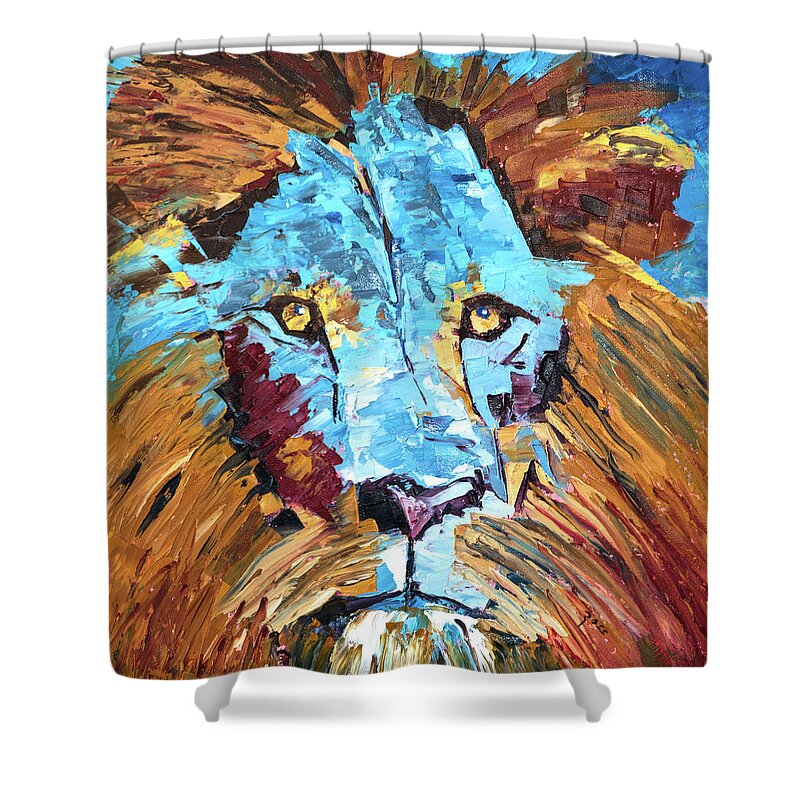 Painting Shower Curtain featuring the painting Blue Lion by Mark Ross