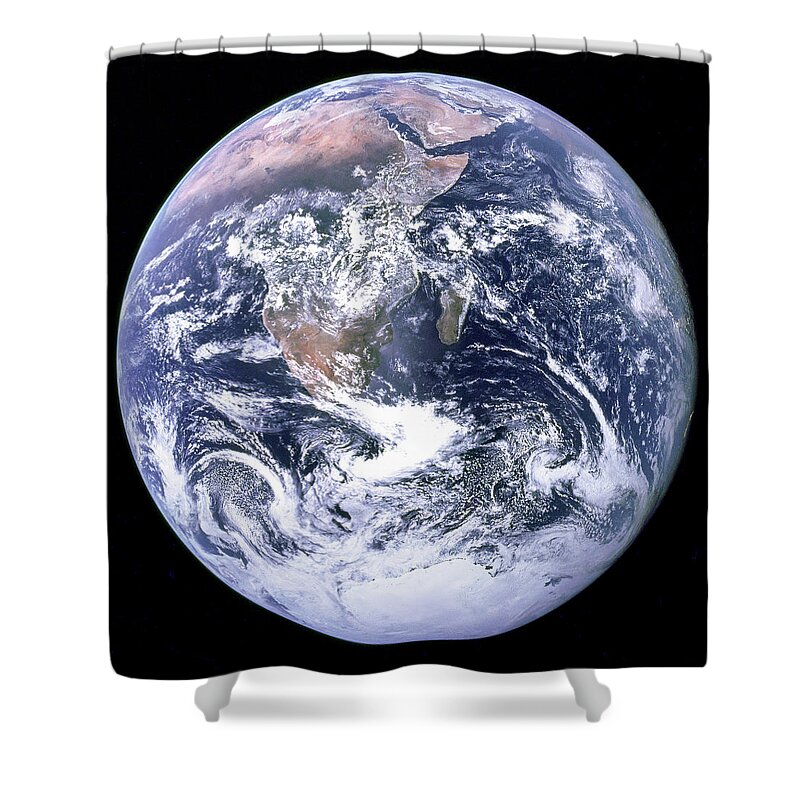 Nasa Shower Curtain featuring the photograph Blue Marble - Image of the Earth from Apollo 17 by Eric Glaser