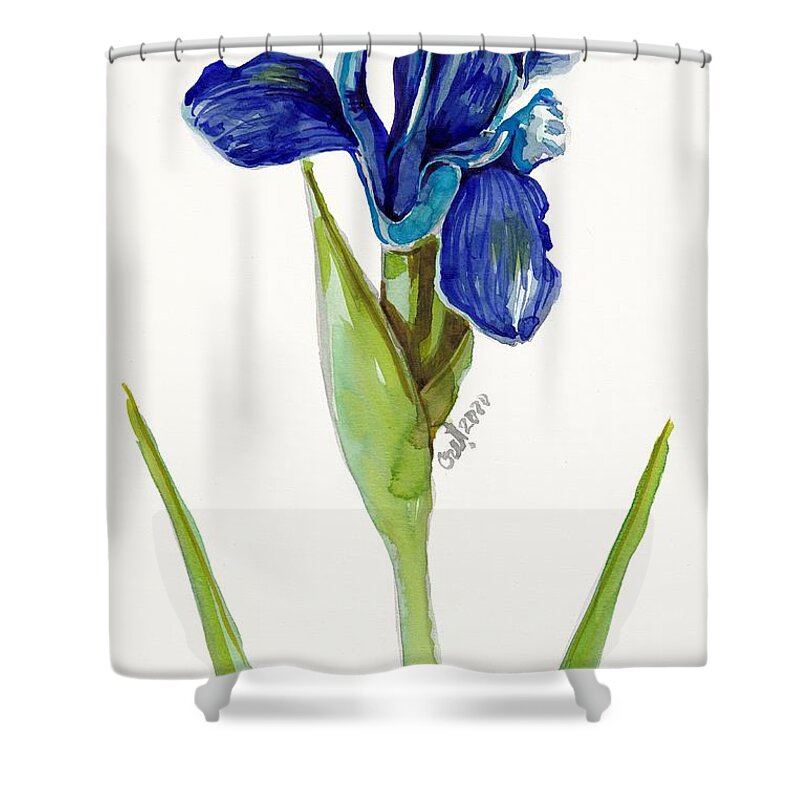 Iris Shower Curtain featuring the painting Blue Me by George Cret