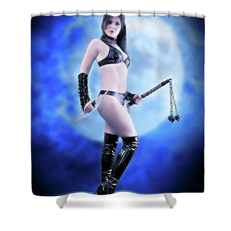 Blue Shower Curtain featuring the photograph Blue Moon Guardian by Jon Volden