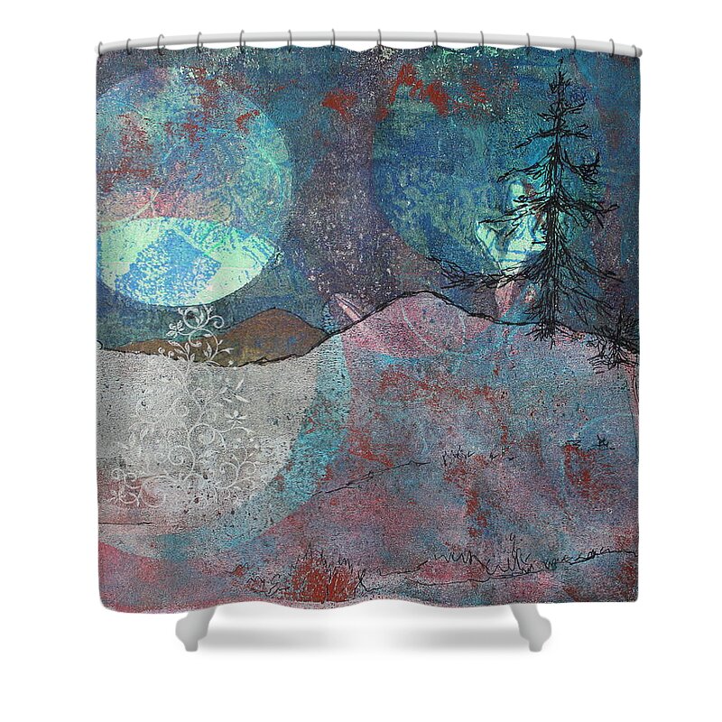 Moonrise Shower Curtain featuring the painting Blue Moon by Ruth Kamenev