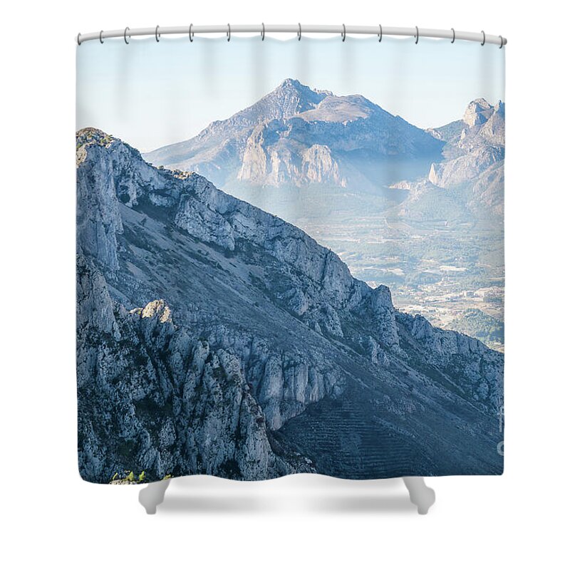 Mountains Shower Curtain featuring the photograph Blue mountain landscape by Adriana Mueller