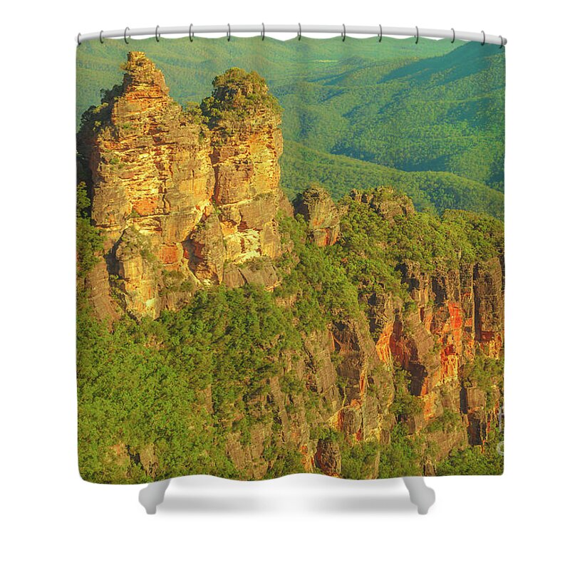 Australia Shower Curtain featuring the photograph Blue Mountains Three Sisters by Benny Marty