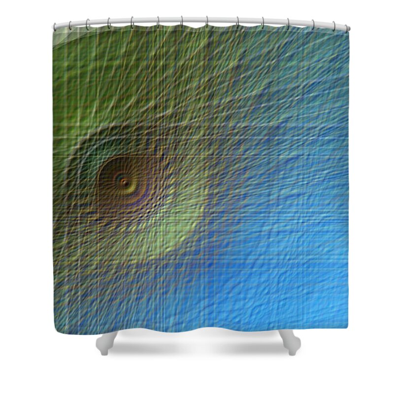 Richard Reeve Shower Curtain featuring the mixed media Blue Poppy Abstract by Richard Reeve