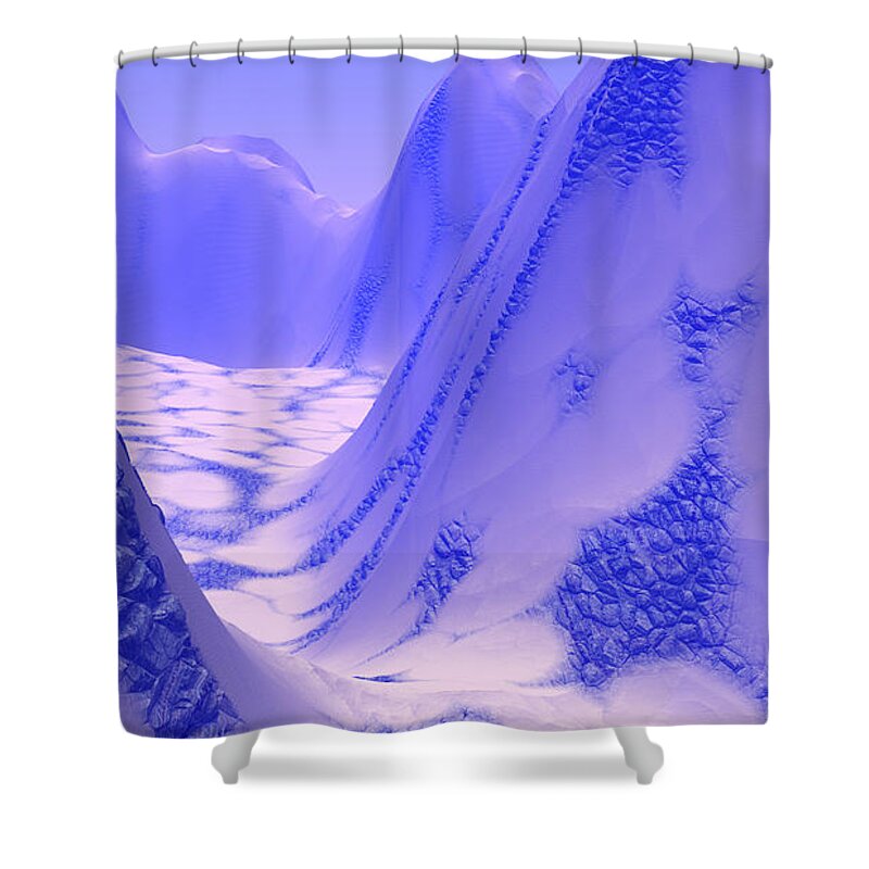 Skin Shower Curtain featuring the digital art Blue Reptile Planet by Bernie Sirelson