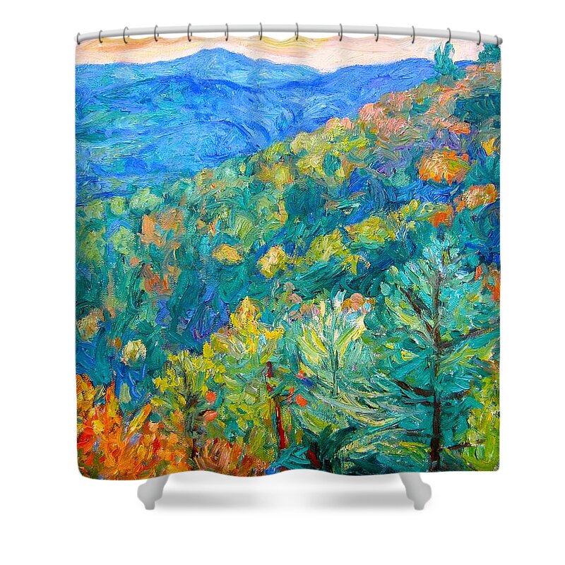 Blue Ridge Mountains Shower Curtain featuring the painting Blue Ridge Autumn by Kendall Kessler