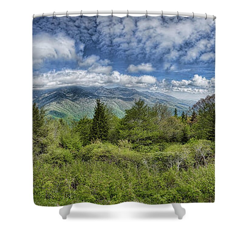North Carolina Shower Curtain featuring the photograph Blue Ridge Majesty Panorama by Dan Carmichael