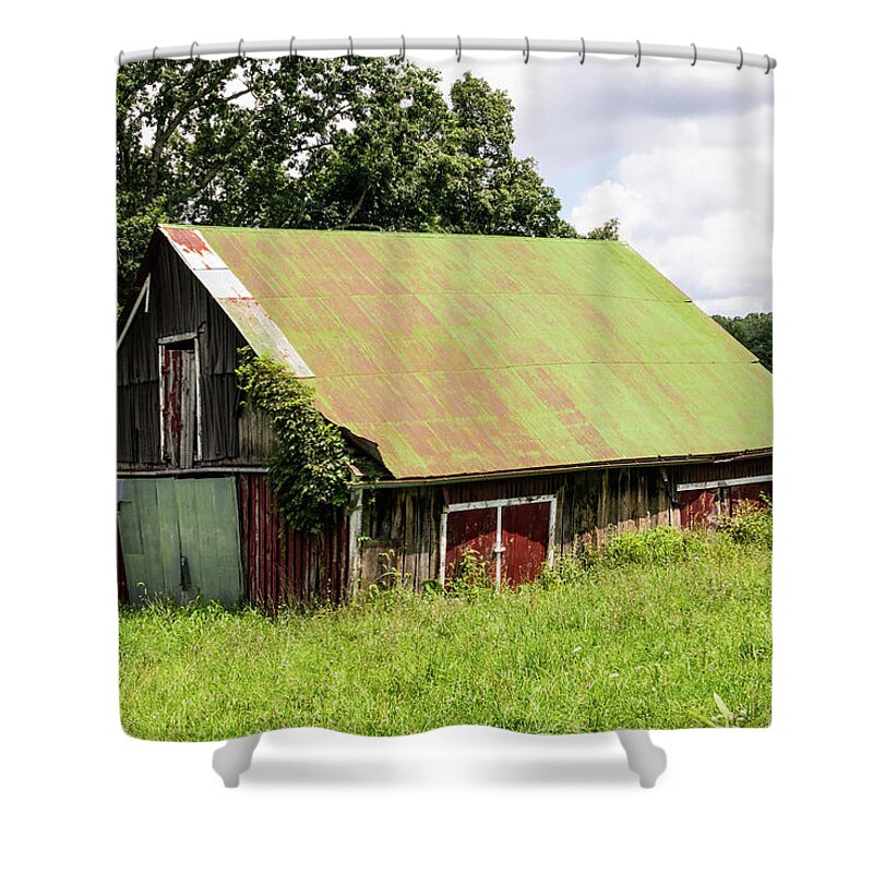 Mountains Shower Curtain featuring the photograph Blue Ridge Mountains Landscape Rural Barn 927 by Dan Carmichael