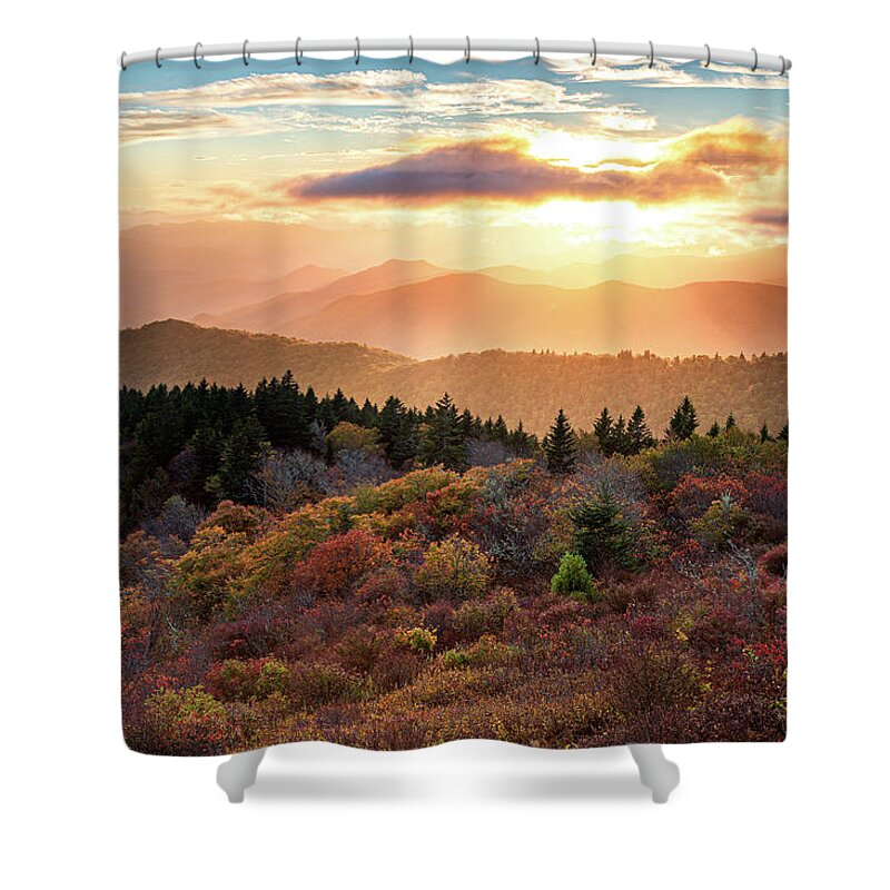 Light Shower Curtain featuring the photograph Blue Ridge Parkway Asheville NC Cowee Autumn Gold by Robert Stephens